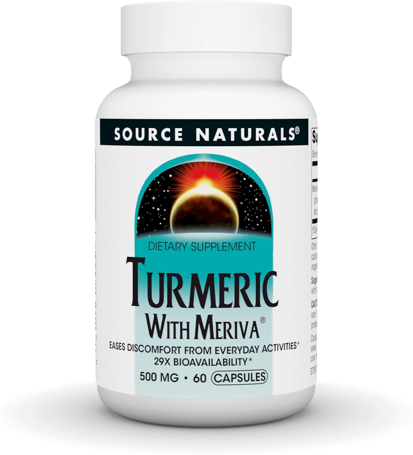 Source Naturals Turmeric with Meriva, Eases Discomfort from Everyday Activities, 29X Bioavailibility* - 500 mg - 60 Capsules