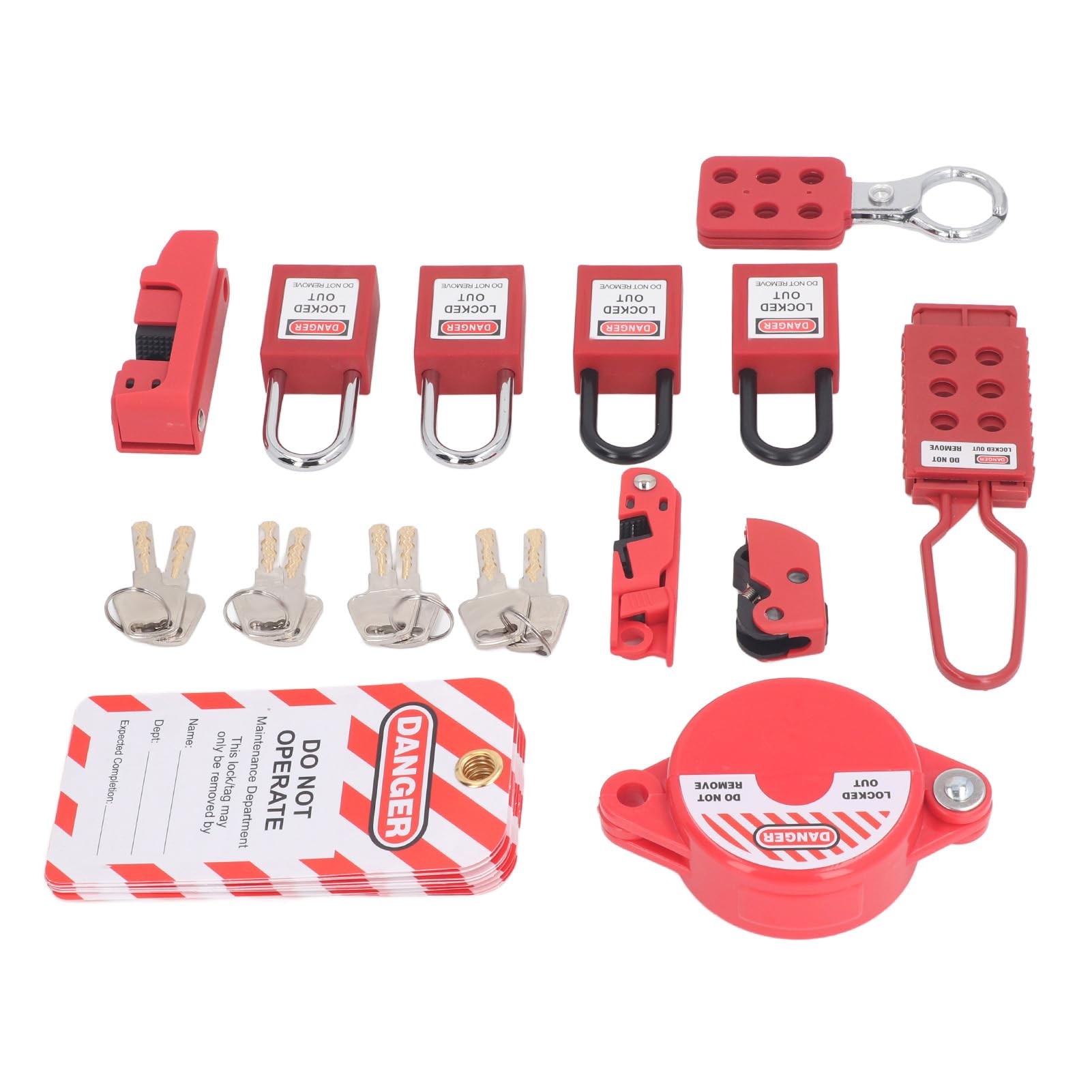 Kit de etiquetado de Bloqueo, Kit de candados de Bloqueo de Seguridad multifuncionales con 4 candados, 3 bloqueos de disyuntores, 2 cerrojos, 1 Bloqueo de válvula de Bola y 10