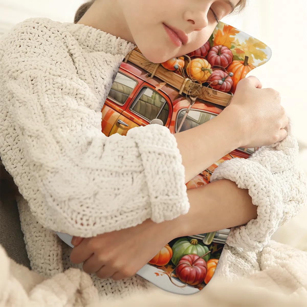 Hot Water Bottle with Soft Cover,2L Cute Pumpkin Hot Water Bag for Hot and Cold Compress, Hand Feet Warmer, Truck Rubber Hot or Cold Water Bottle Halloween Christmas Decorations