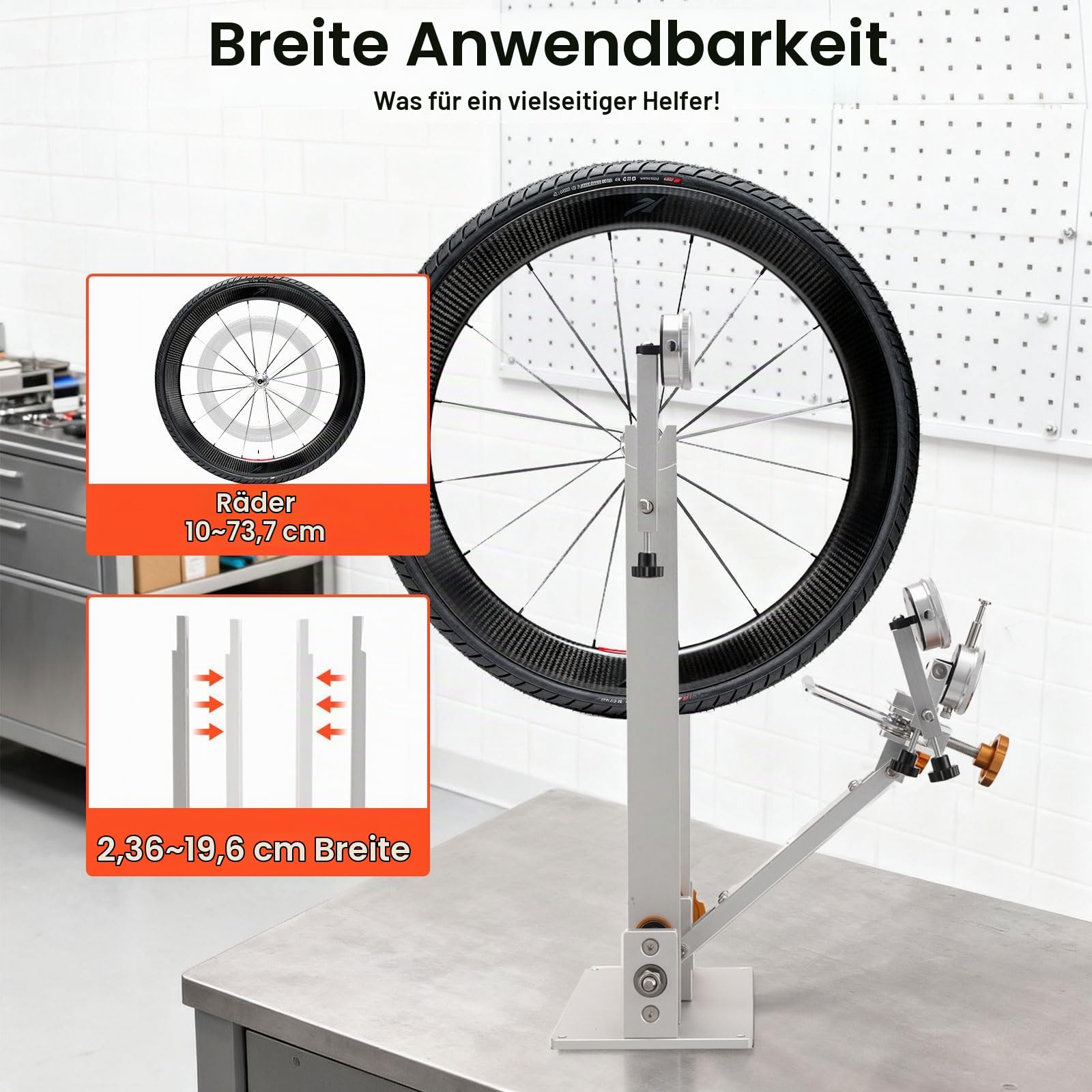 Zentrierständer Fahrrad Rad Tuning Repair Tool Kit Fahrrad-Rad-Zentrierständer Mit Messuhr Fahrrad-Rad-Ausrichtungs-Reparaturwerkzeug Für 10-29" Laufräder Schnellspanner Und Steckachse