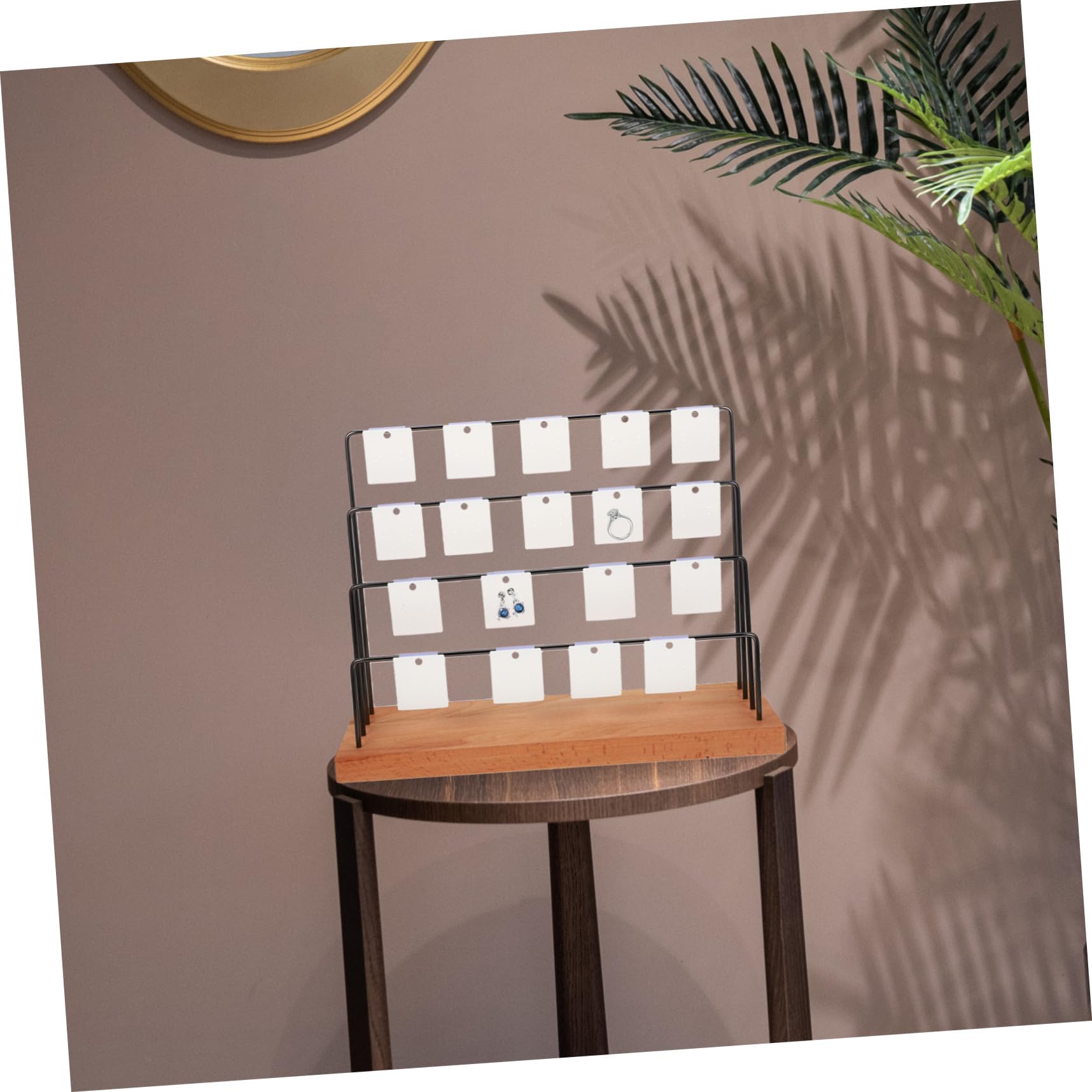 YARNOW Présentoir à Bijoux Organisateur de Bureau Multifonctionnel en Bois et Fer pour Boucles D'oreilles pour Maison et Diffusion en Direct