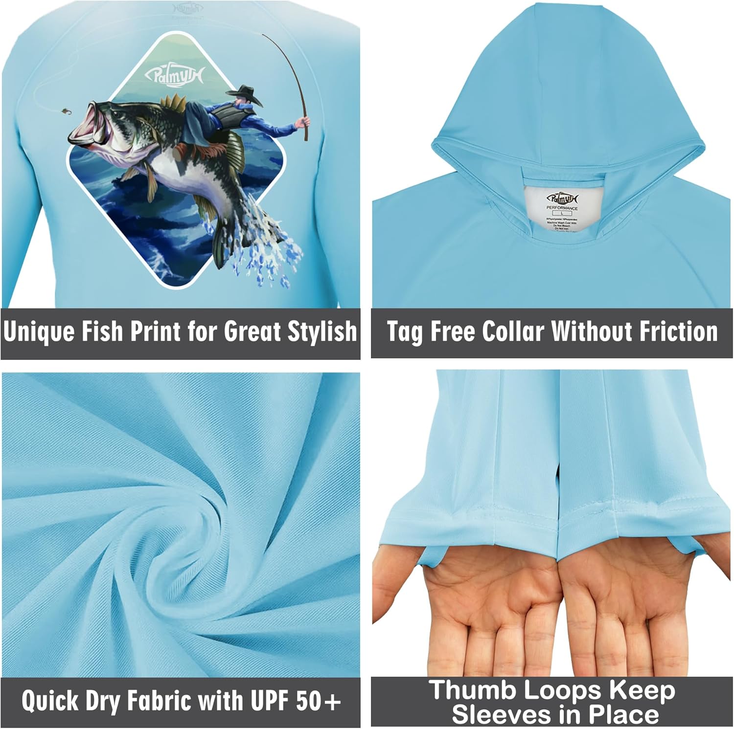 Palmyth Boys Fishing Shirt Youth Hoodie UPF 50+ Sun Protection Long Sleeve - Image 5