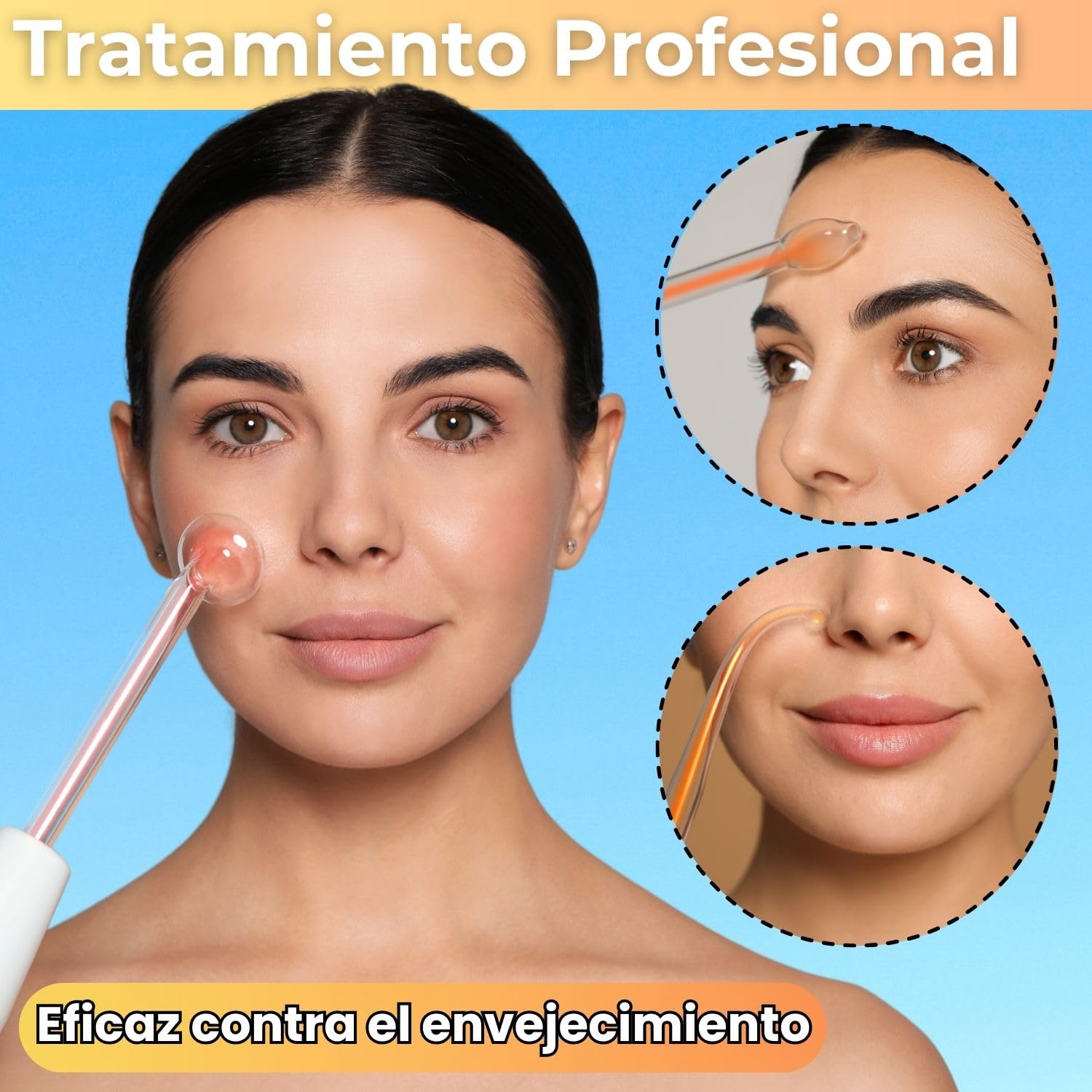 Alta frequenza professionale del viso e dei capelli - High Frequency Wand - Alta frequenza estetica facciale - Macchina rimuove rughe, acne e macchie sulla pelle - Tecnologia LED con 4 elettrodi
