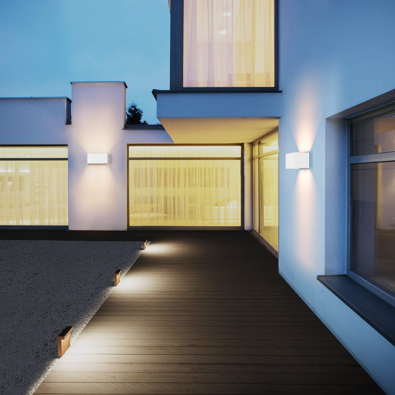 Klighten Lampada da esterno, 24W Applique da Parete con sensore di movimento per luci esterni/interni Lampada da parete con fascio regolabile IP65 Impermeabile 3000K,Bianca