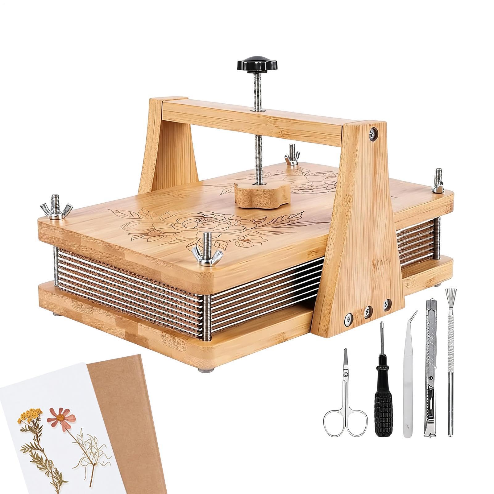 Kit Per La Pressatura Dei Fiori Ampio Veloce Riutilizzabile In Legno Con | Kit di pressatura fiori adulti e bambini per aula casa studio giardino laboratorio scuola materna biblioteca