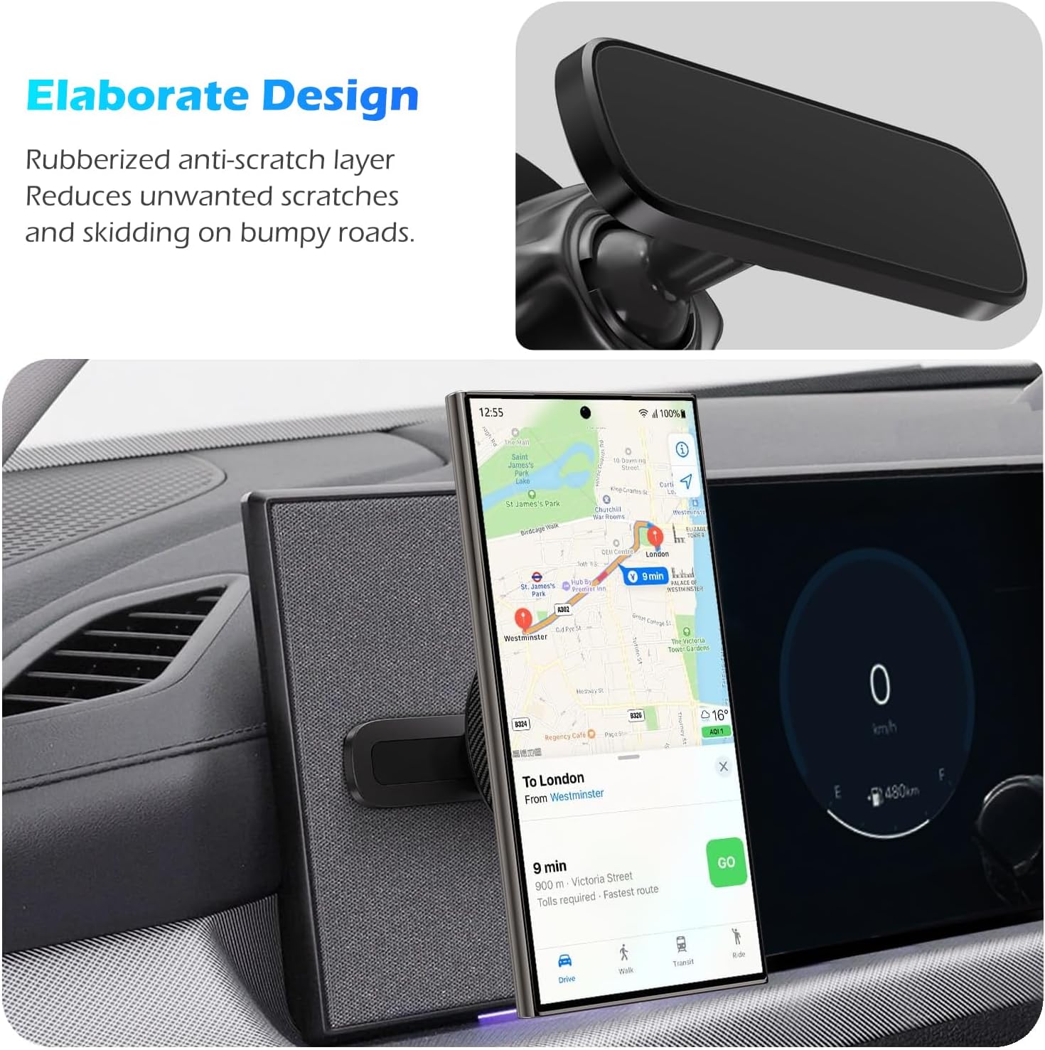 Magnetic Car Phone Holder Mount for 2025 Hyundai Tucson SEL Convenience/Tucson N Line/ 2025 2024 Santa FE Hybrid SEL, Attaches to Metallic Dashboard [Compatible with MagSafe]