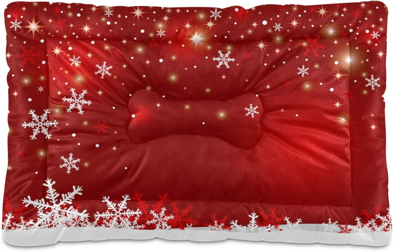 Blueangle Christmas Snowflakes Pet Bed Soft Crate Mat,Washable Dog Crate Bed Cushion Anti-Slip,Pet Mattress for Small Medium Dogs and Cats Kennel Pad, 36x24inch