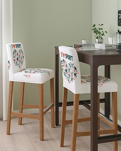 Miniatura 2 de Bar Stool Covers Set of 4 - Stretch Removable Washable Chair Covers Kitchen Armless Chair Covers, I Love Sport Healthy Exercise