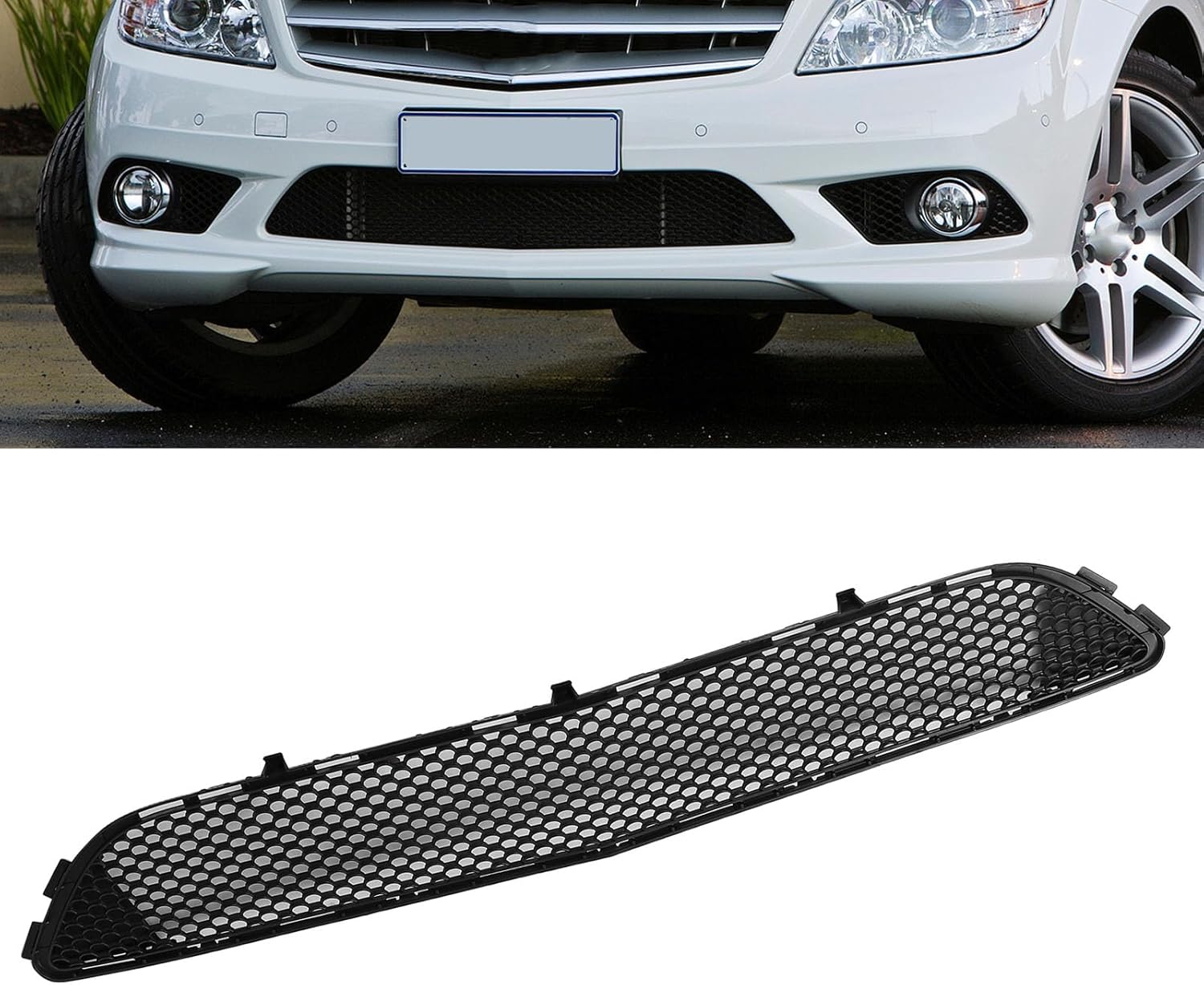 Front Lower Bumper Grille Grill Fit for Benz C Class W204 Amg Line 2008-2011, C63 2008-2011, Grille Center Black, OE Number 2048850153