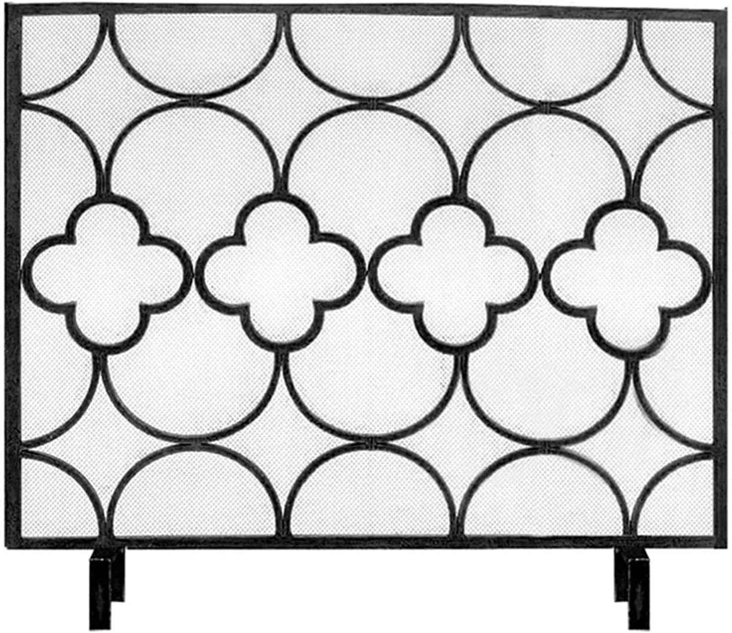 Fireplace Screen Guard, Fireplace Screen 98cm Wide Metal Mesh Safety Fire Place Guard， Bedroom Study Living Room Decor Hearth Screen， for Outdoor or Indoor Use (Color : Gold) (Black)