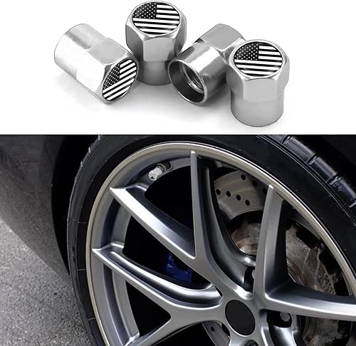 4 tapas de vástago de válvula de neumático de automóvil, tapa de vástago de válvula de bandera estadounidense, tapas de válvula de neumáticos de