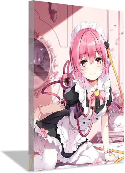 Amazon Co Jp アニメかわいいメイド服の女の子hdキャンバス絵画アートポスターリビングルームオフィス家の装飾キャンバス壁アートアニメファン寝室ポスター絵画30x45cm 12x18inch 内枠 ホビー