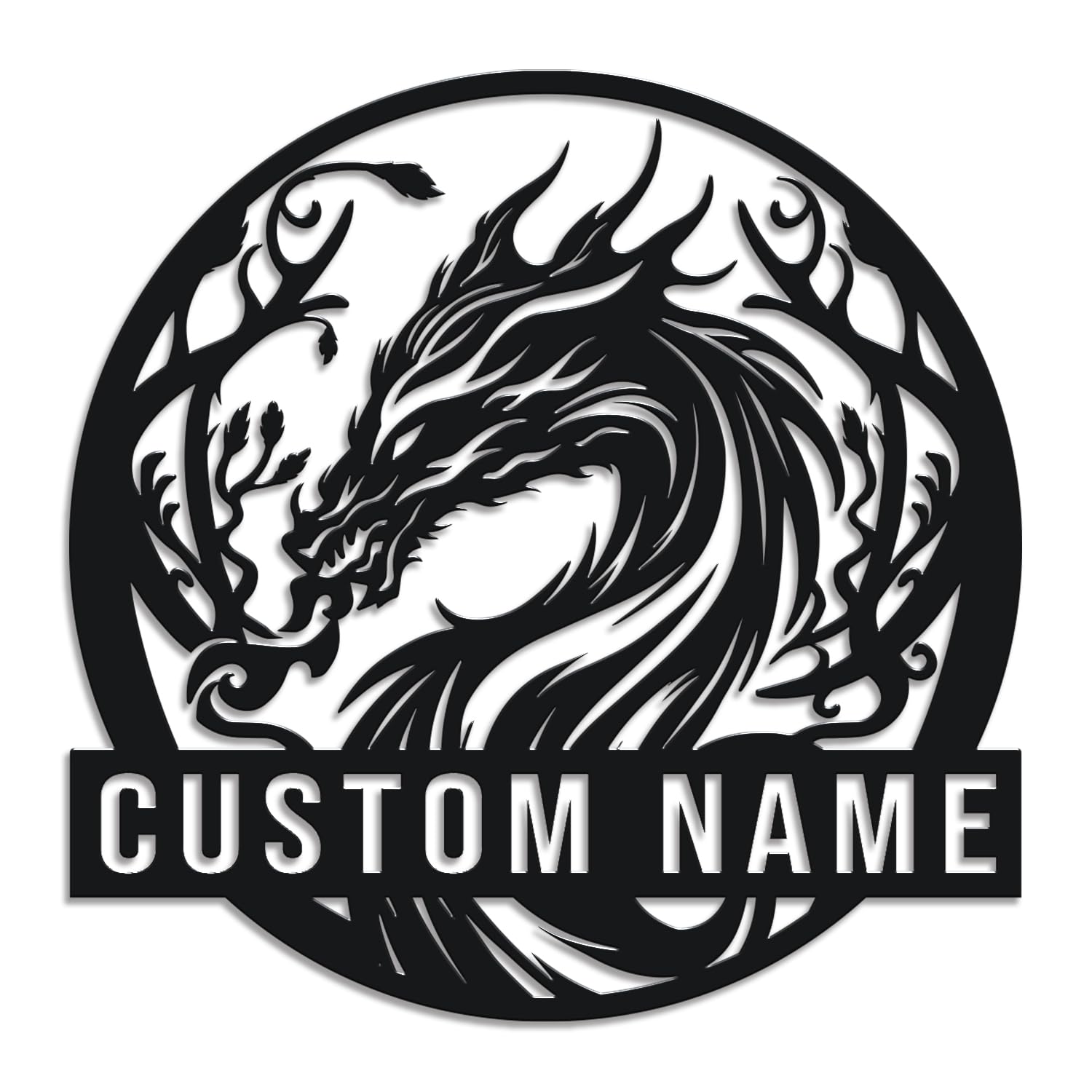 Herbraa Style-1 Personalized Dragon Metal Sign, Custom Name Fantasy Wall Art, Medieval Game Room Decor, Mythical Office Plaque, Gamer Cave Accent, Dragon Lover Present (Style-1)