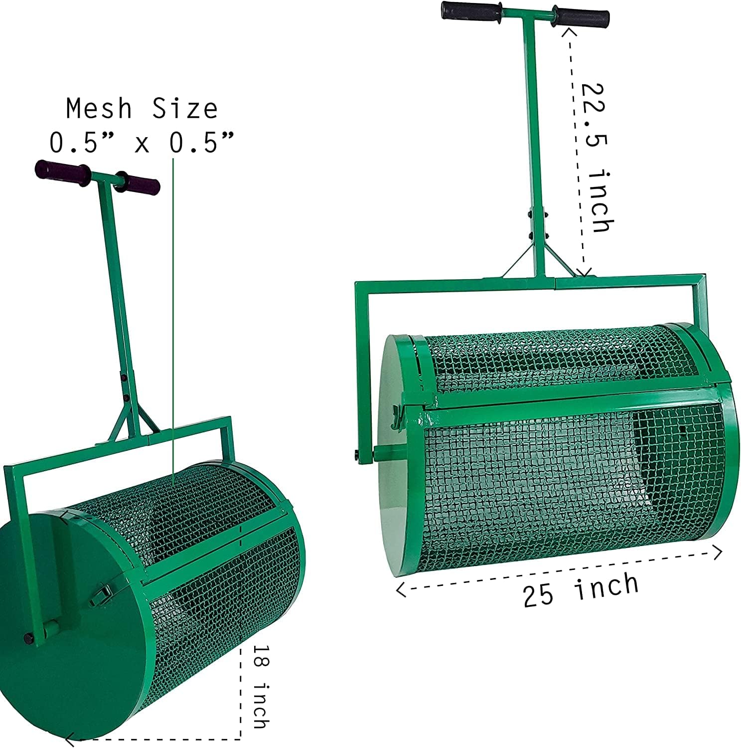 Compost Spreader, 24 Inch Metal Mesh Basket Lawn & Garden Spreaders, Heavy Duty Metal Mesh Push Topsoil Fertilizer Manure Spreader for Lawn and Garden
