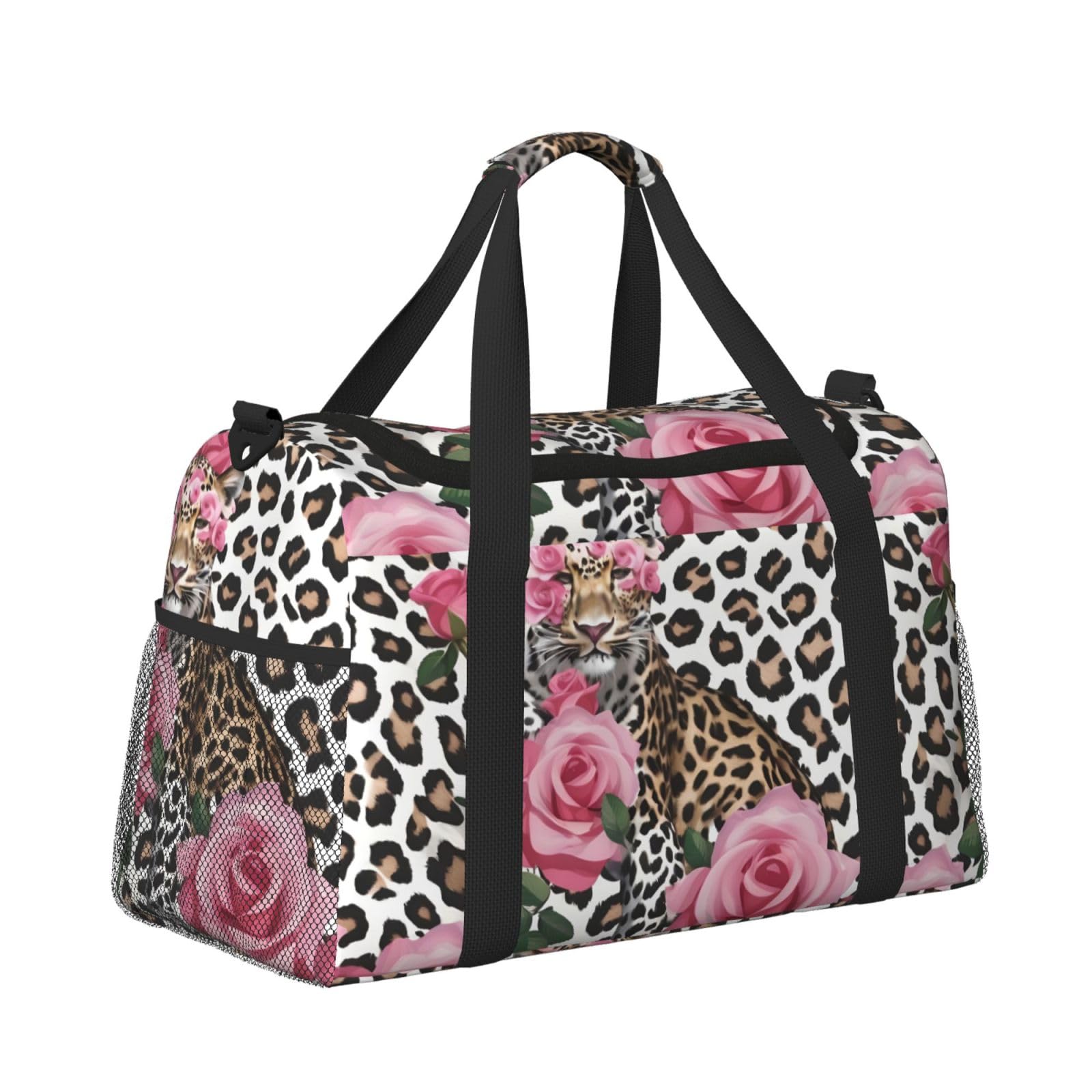 Red Rose Mix - Bolsa de viaje con cremalleras y asas, bolsa de lona plegable grande para vacaciones familiares, Black, Talla única