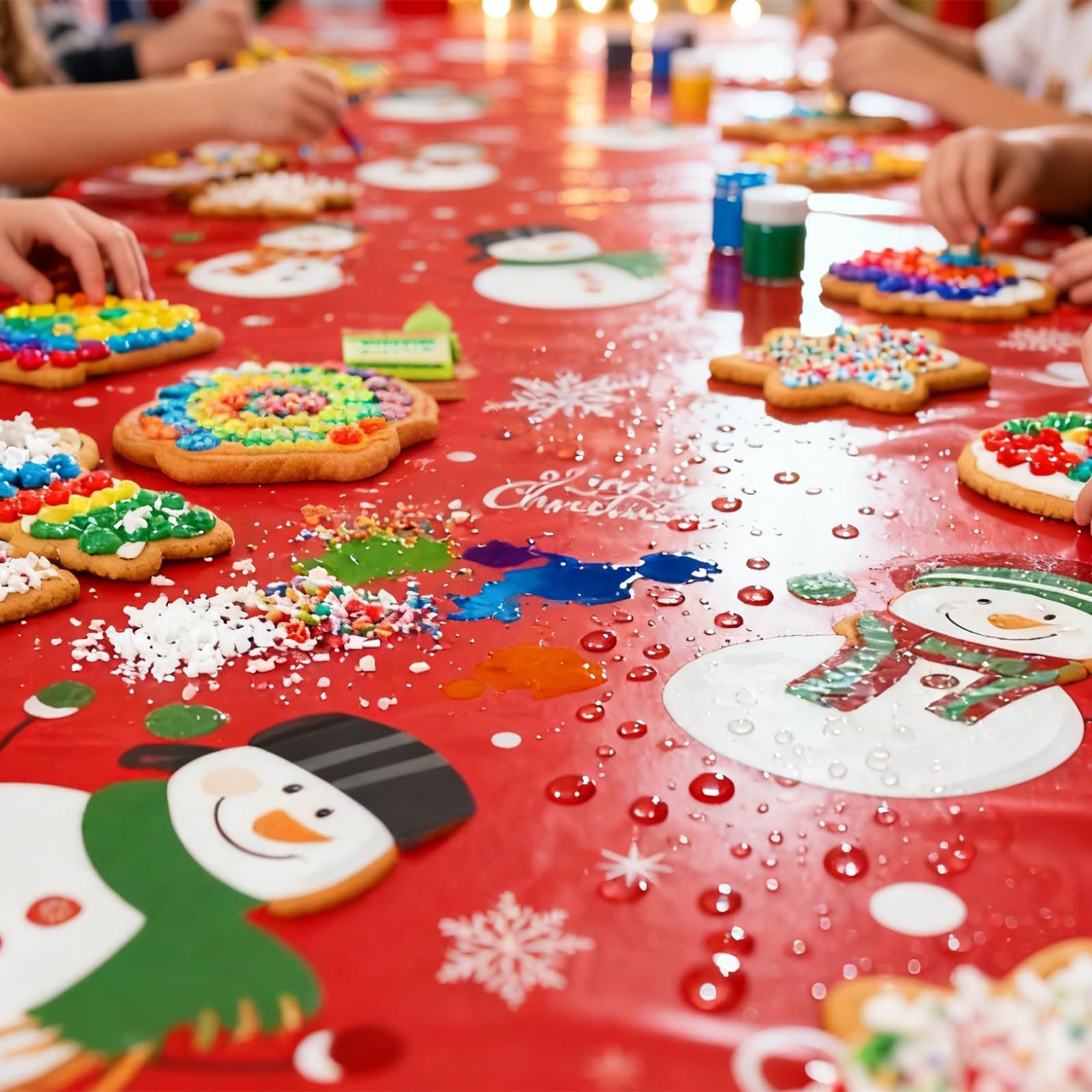 Nappe Antitache Père Noël L240 Cm Rouge - Décoration De Table De Fête