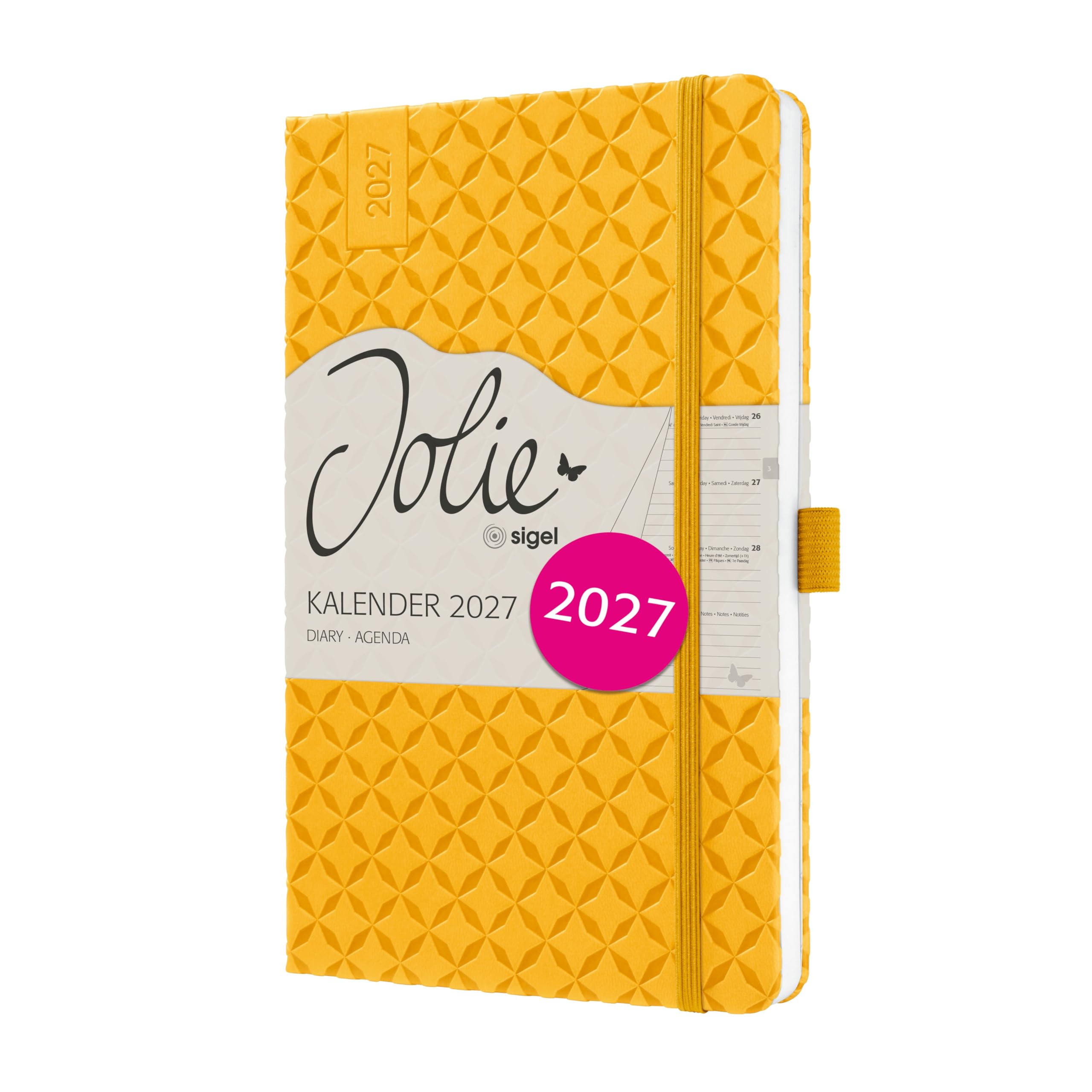 SIGEL 7J117 Weekly planner Jolie 2027-1 year - approx. A5 - Mango Yellow - 2 pages = 1 week - hardcover - 80 gsm - yellow - 174 p. - FSC-certified
