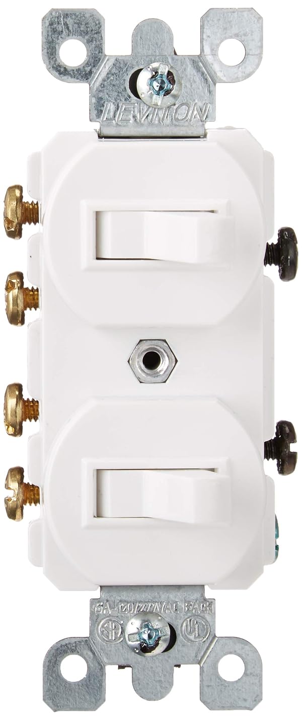Leviton 15 Amp, 120/277 Volt, Duplex Style Two 3-Way Combination Switch, Commercial Grade, 5243-W, White by Leviton - Image 2