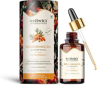 Wellwith by Ayuzera Sea Buckthorn Berry Oil 10ml | Face & Hair Serum | Nourishing Oil | Omega 3,6,7 & 9 | Collagen Boostin Price In India