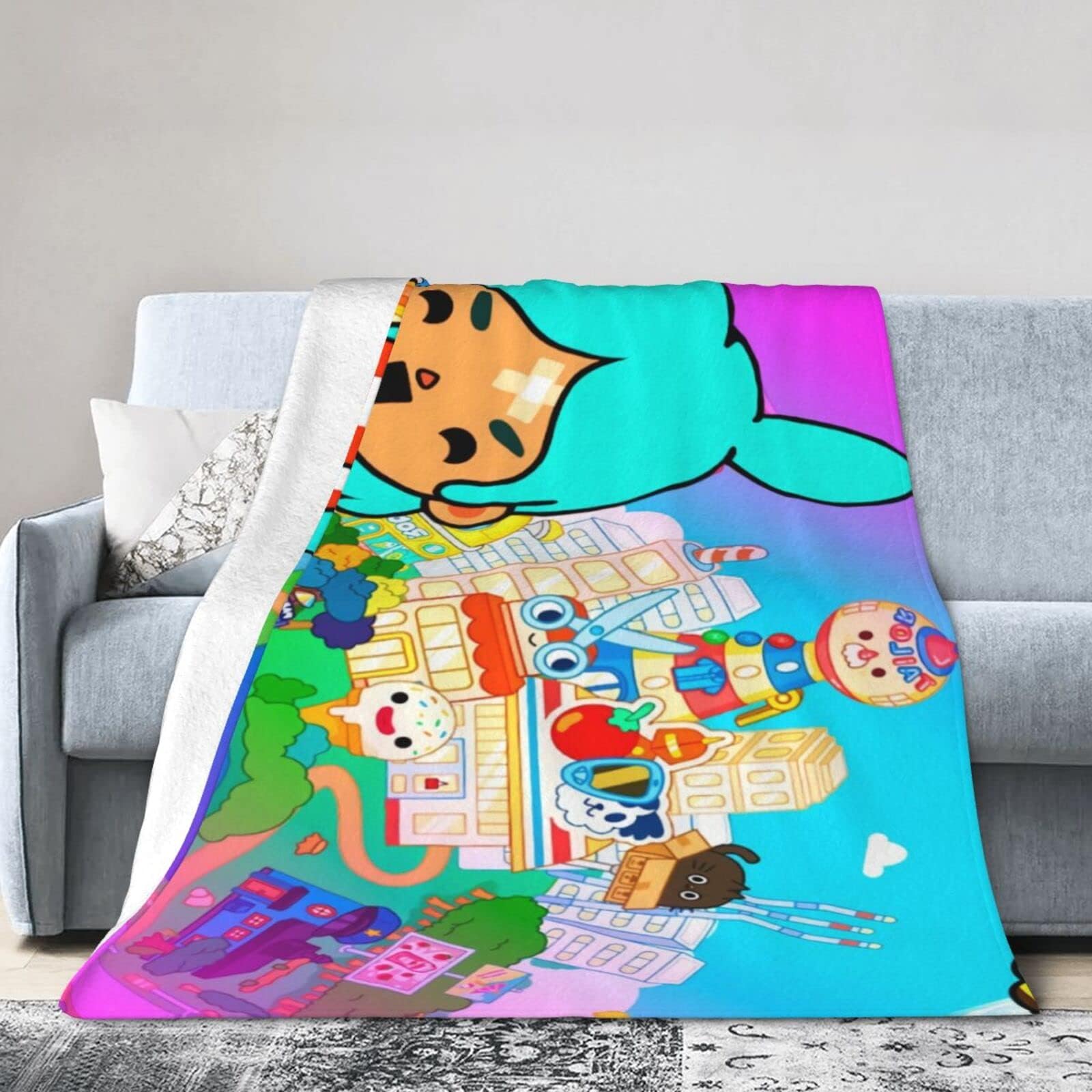 Toca Anime Boca Blanket Throw Blankets Ultra Soft Flannel Lightweight Throws for Couch, Bed,All Seasons Use 40"x30"