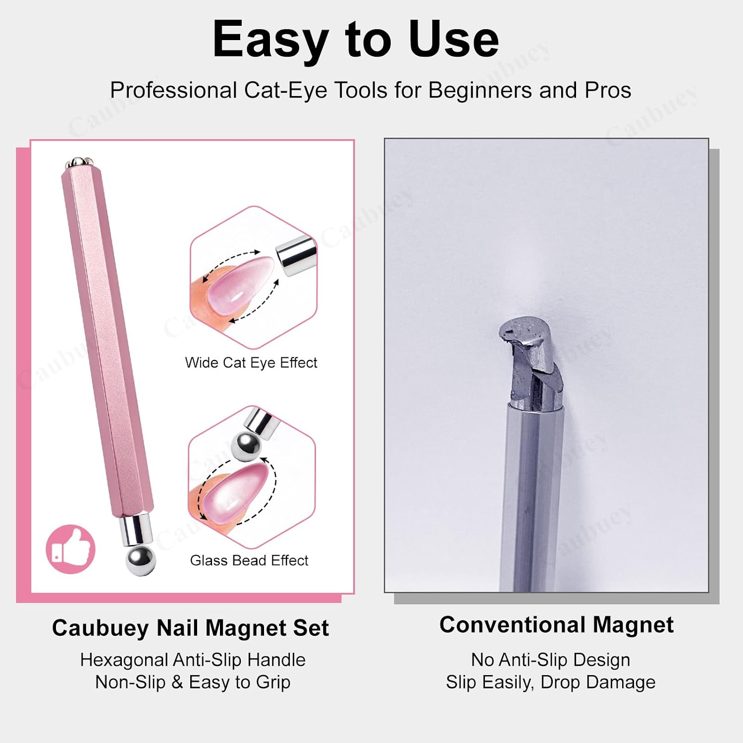 4 in 1 Nail Magnet with Heart & Ball Tool for Cat Eye Gel, Pink