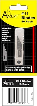 Acurit Precision Cutter Hobby Craft Blade Carving Art Utility Razor Blades Tool Scrapbooking Stencil - 10 Pack of Replacement Blades