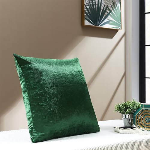 Vista 337 de GIGIZAZA - Juego de 2 fundas de almohada decorativas de 18 x 18 pulgadas, fundas de almohada cuadradas de terciopelo verde azulado pavo real