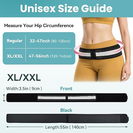 Sacroiliac SI Joint Hip Belt for Women & Men- Sciatica Pain Relief, Adjustable Lower Back Support Sciatica Pelvis Belt