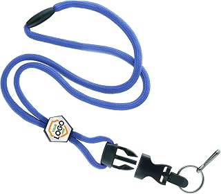 20 Pack - Custom Logo Breakaway Lanyards for ID Badges and Keys - Personalized Keychain/Badge Holder with Detachable Buckle and Branded Adjustable Slide by Specialist ID (Blue)