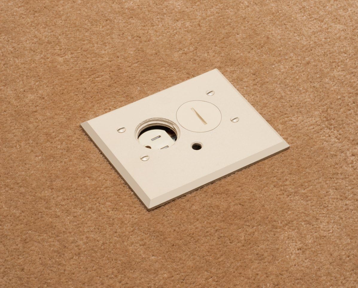 Arlington FLBA101LA-1 Adjustable Floor Box Kit with Outlet and Plate, for Installed Floors, 1-Gang, Light Almond, 1-Pack