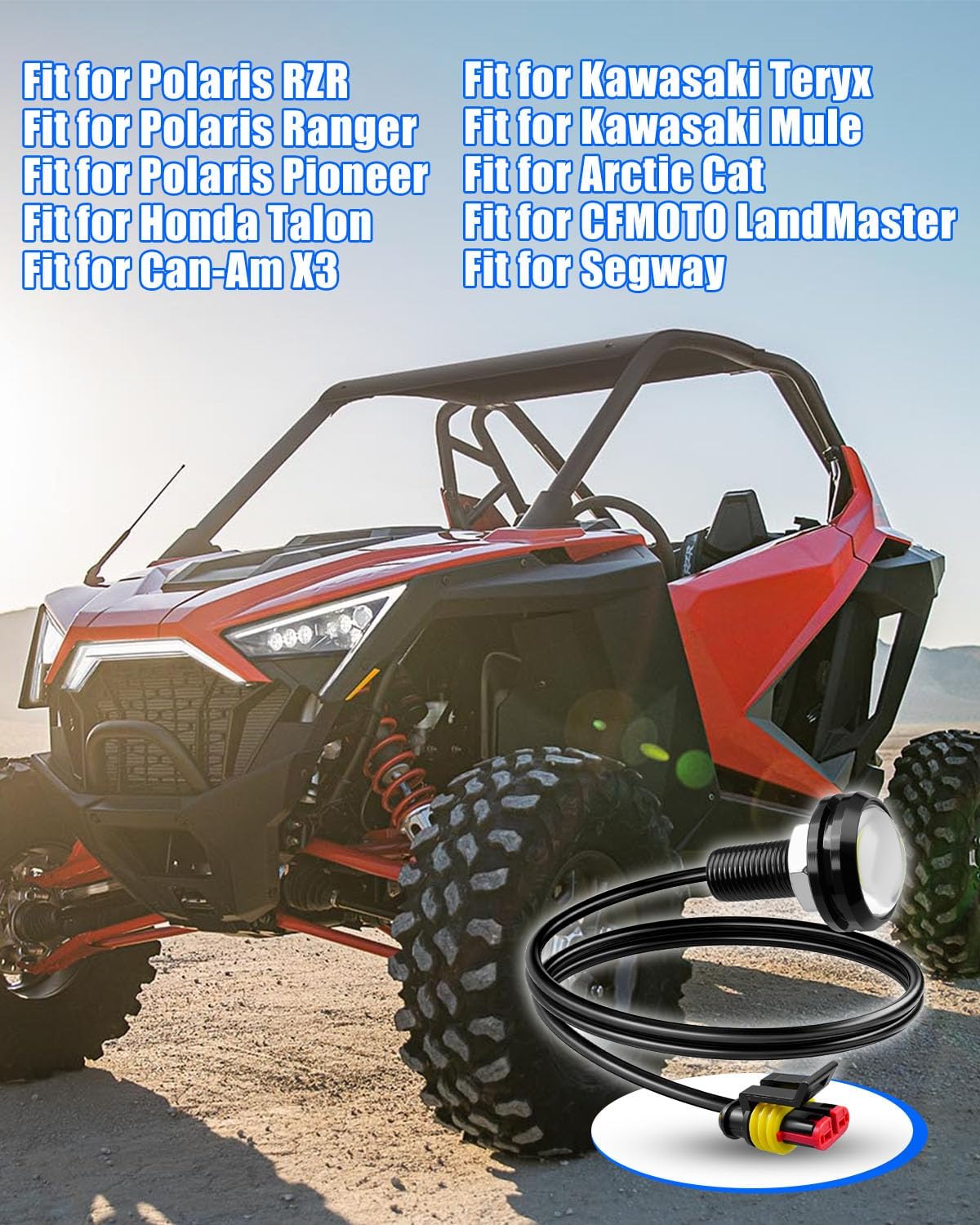 WUMZIJ Universal UTV ATV Turn Signal Kit with Horn Compatible with Polaris Ranger RZR Can-Am CFMOTO SXS, Pre-Wired Blinker System Street Legal Kit with 3 Rocker Switches and Hazard Light
