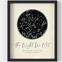 Vista 17 de Personalized Star Map With Specific Dates & Place - Custom Constellation Map Print, Unframed- Special Occasion Star Chart Wall Art- Great Black