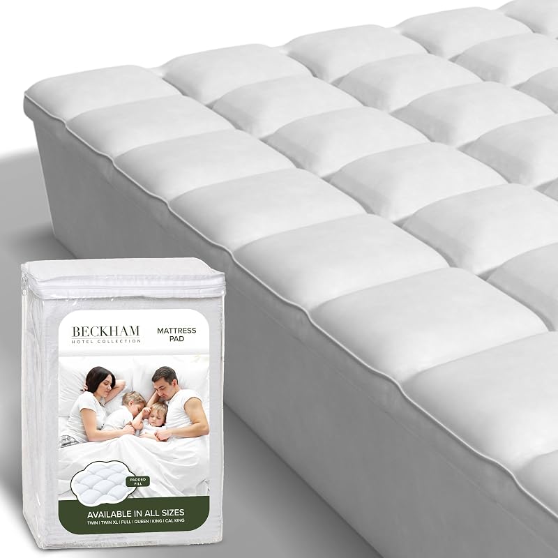 Queen Size Mattress Pad (Extra Padded) & Protector Hybrid - Quilted Pillow Top Mattress Cover - Thick, Plush, Fitted Mattress Topper for Bed