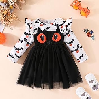 Süßes Halloween-Kostüm Für Baby-Mädchen - Langarm-Shirt Mit Rock In Kürbis-Design