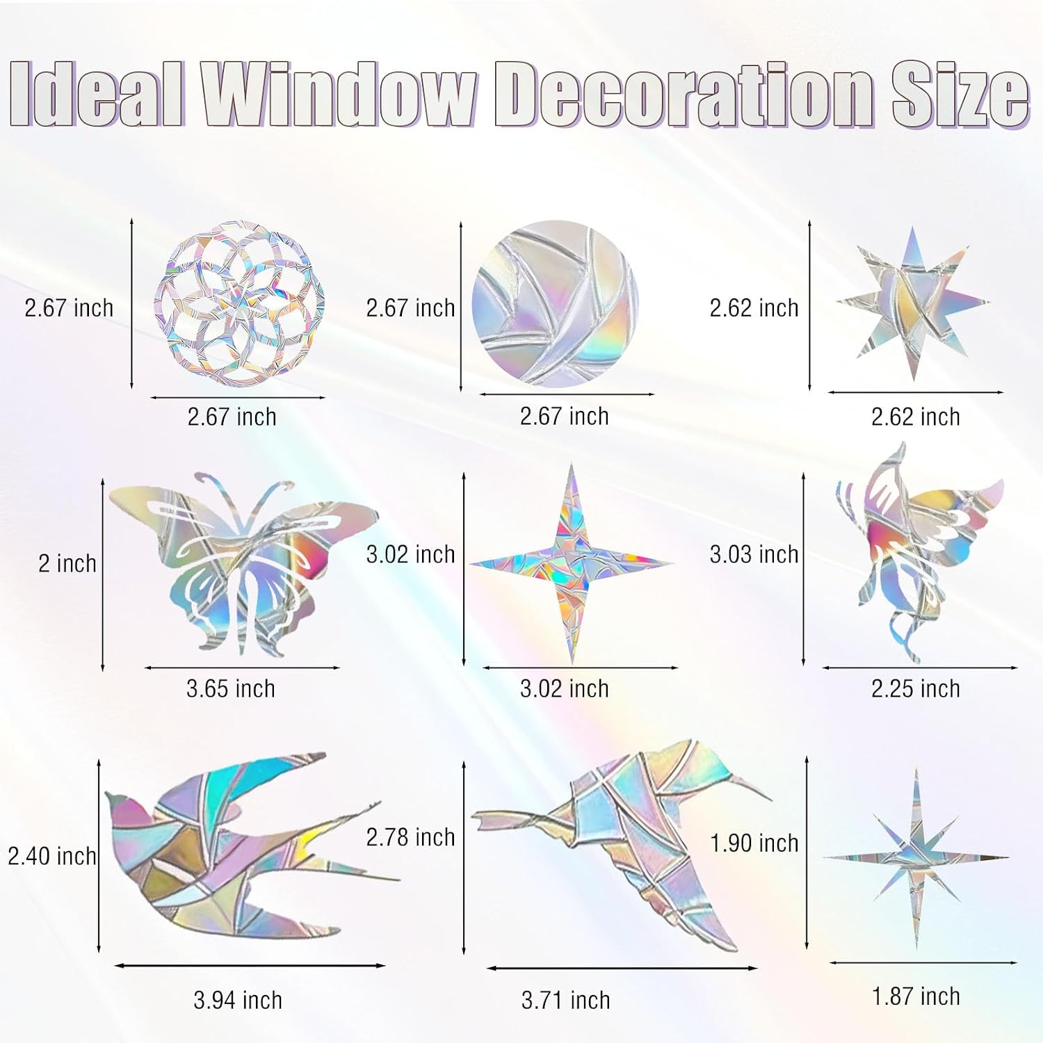 Window Decals to Prevent Bird Strikes, Static Window Cling for Glass Windows and Doors, 48 Pack Rainbow Butterfly Bird Stickers, Reusable No Glue Window Decals for Home Patio Door Sunroom