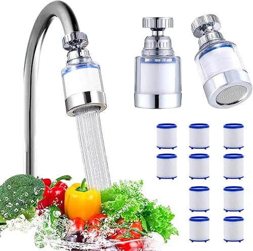 Filtre eau Robinet Anti Calcaire Rotatif à 360° + 10 Élé KASESSS