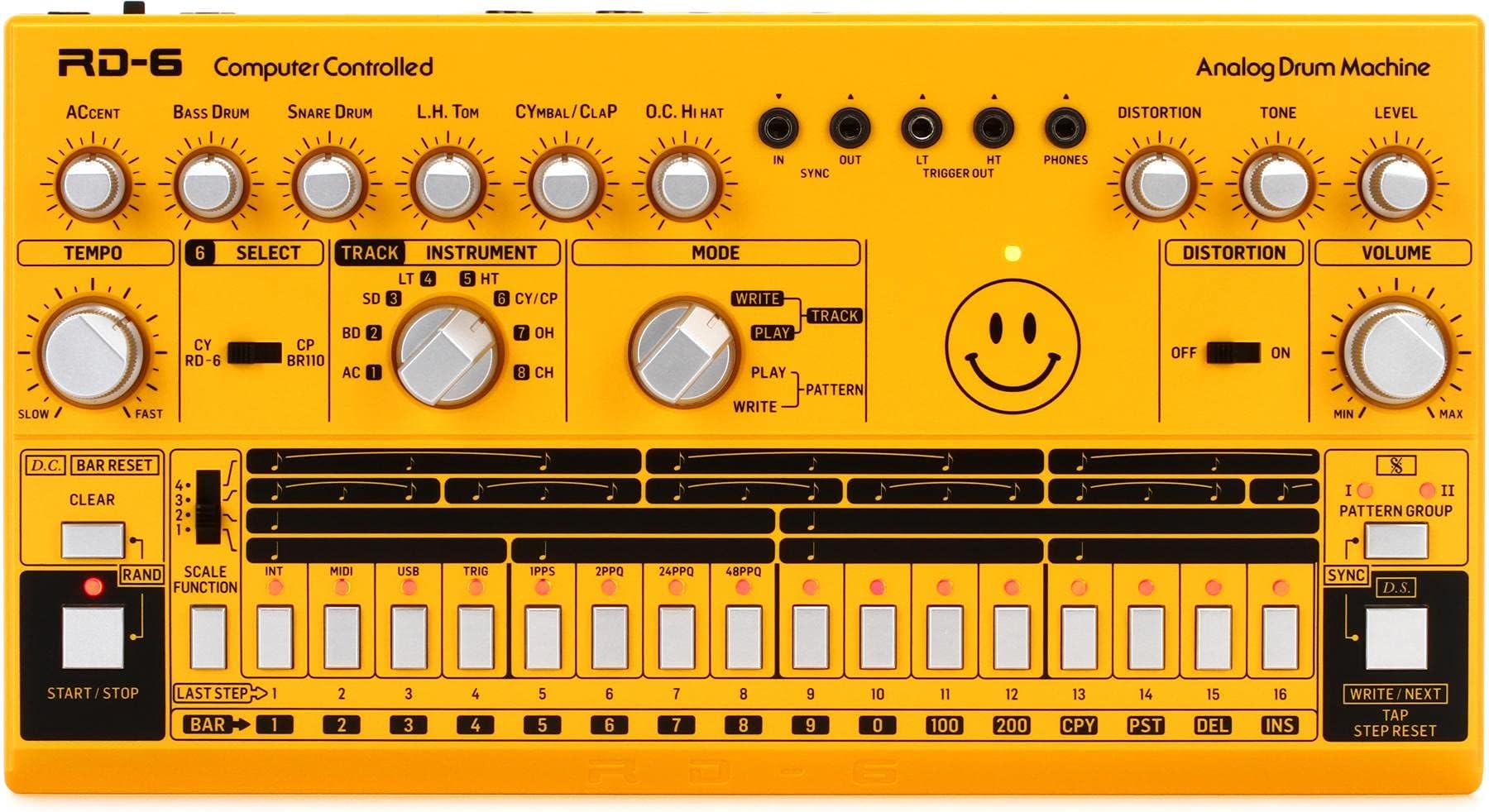 RHYTHM DESIGNER RD-6-AM Analog Drum Machine with 8 Drum Sounds, 64 Step Sequencer and Distortion Effects