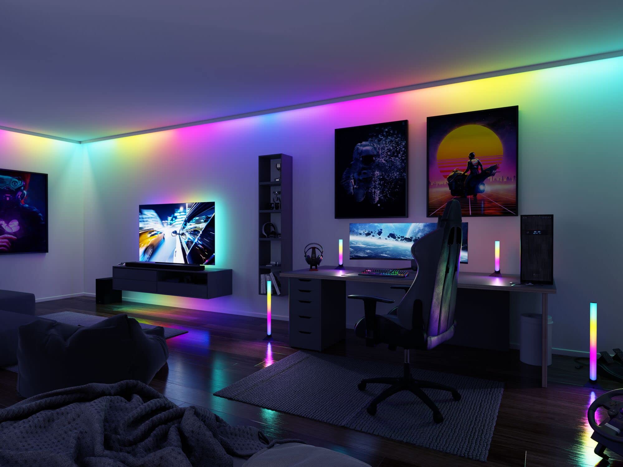 Paulmann 78888 Strip LED Dynamic Set 5m Dynamic Rainbow RGB IP20 12V CC incl. 1x10,5W, regulable, tira de luces, blanco, plástico