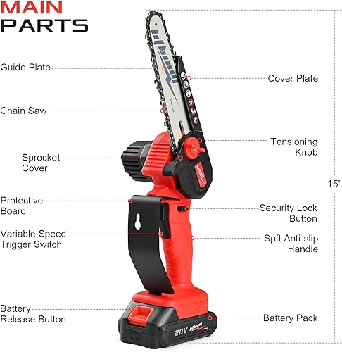 Miniatura 4 de Mini Chainsaw Cordless, 6 Inch Portable Electric Chainsaw, One-Hand Handheld Small Chain Saw for Cutting Wood Trimming and Woodworking- Mini Chain
