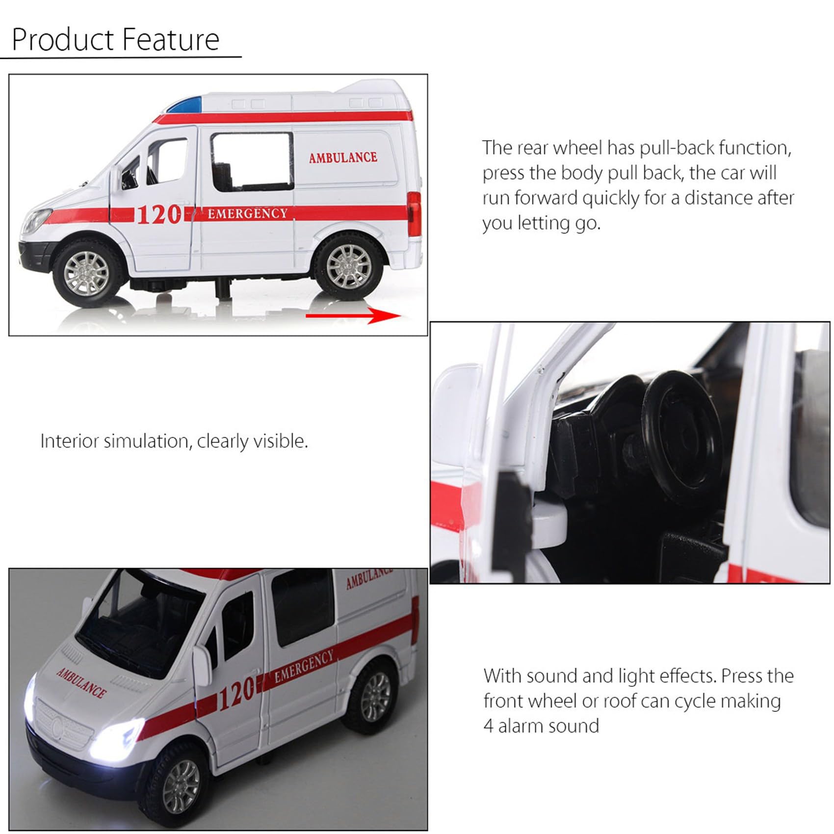 2X Ambulancia VehíCulos MéDicos Juguetes 1/32 AleacióN Diecast Modelo de AutomóVil con LightandSound Regalo para NiñOs