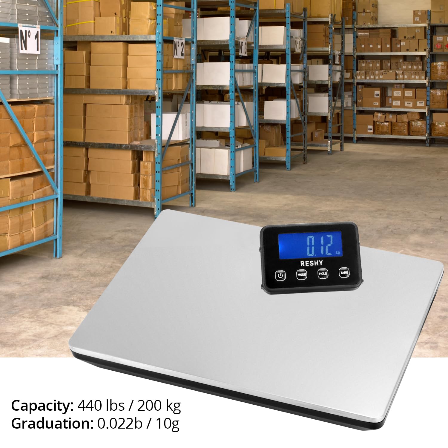 QWORK® Báscula postal 440 lbs/200 kg, básculas para paquetes, balanza digital, baterías no incluidas, para negocios, equipaje, oficina
