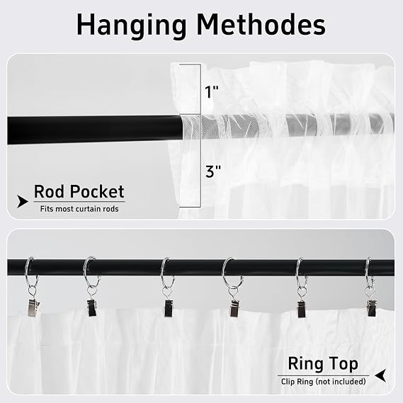 GFCC White Voile Curtains 45 Drops 2 Panels, Net Curtains for Windows