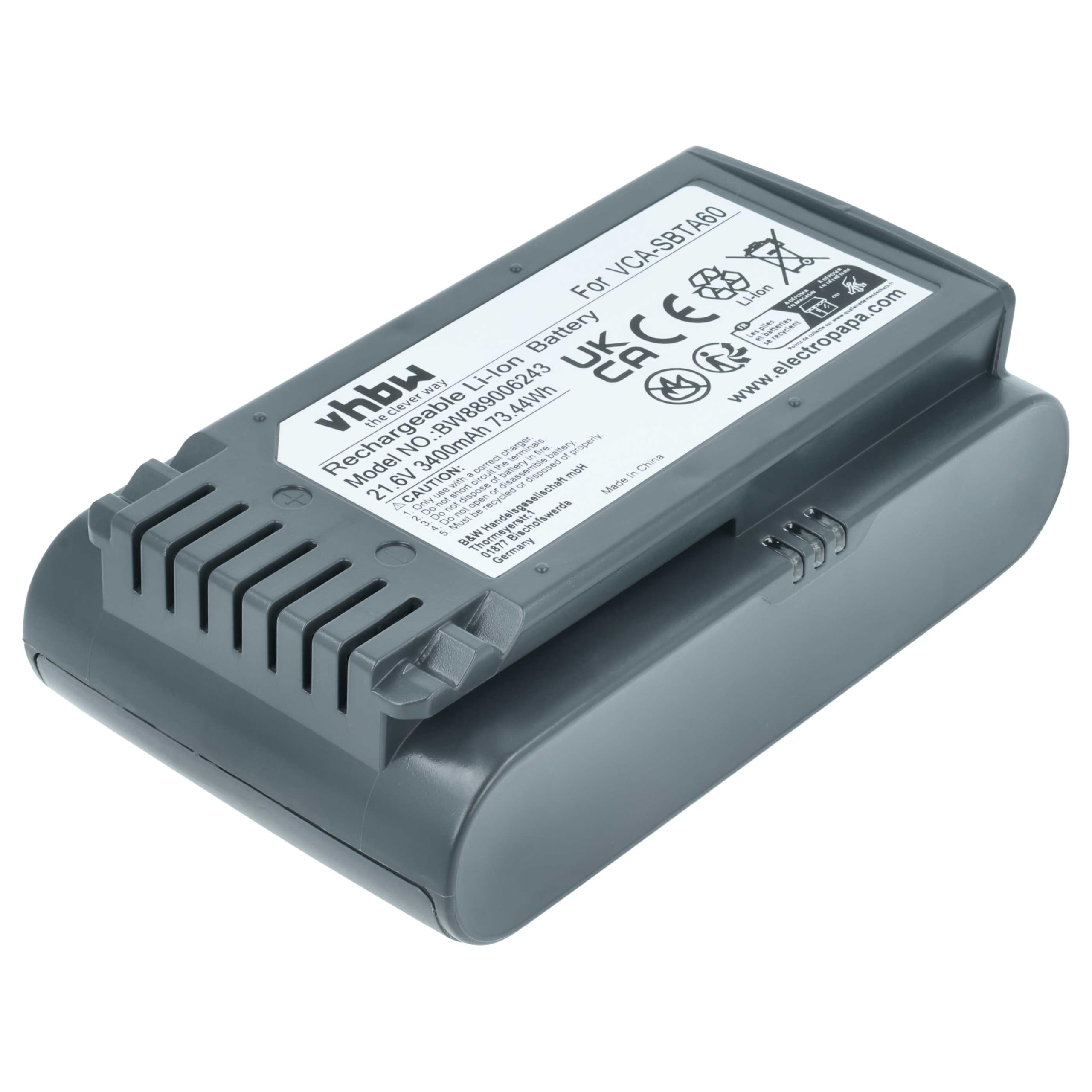 vhbw Zamiennik baterii Samsung 8806092219397 VCASBTA60 VCA-SBTA60 do odkurzacza (3,4 Ah, 21,6 V, Li-Ion)