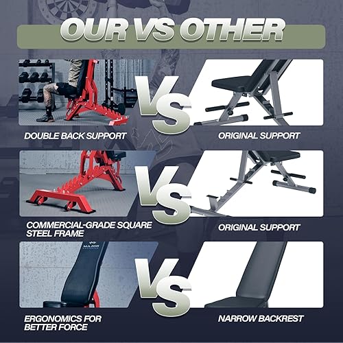 Miniatura 8 de MAJOR FITNESS Banco de pesas, banco de entrenamiento ajustable para entrenamiento de fuerza, prensa de banco y entrenamientos de cuerpo completo