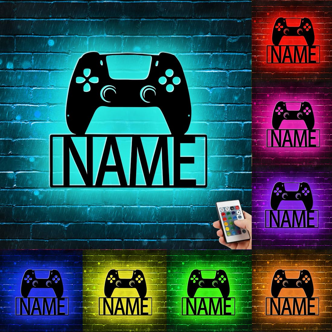 Personalized Wall Game Sign| Custom Name Wood/Metal Game Signs Gift For Teen Boys Wall Art Decor Personalized Name Signs Gift | Colorful, With Remote