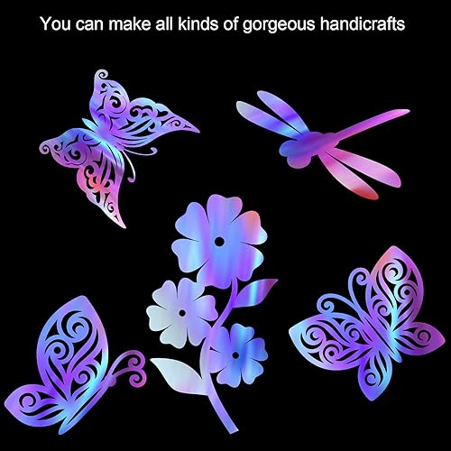 Miniatura 6 de Outus Película de celofán iridiscente de celofán arcoíris, decoración de manualidades para cestas de regalo, suministros de mariposas de hadas,