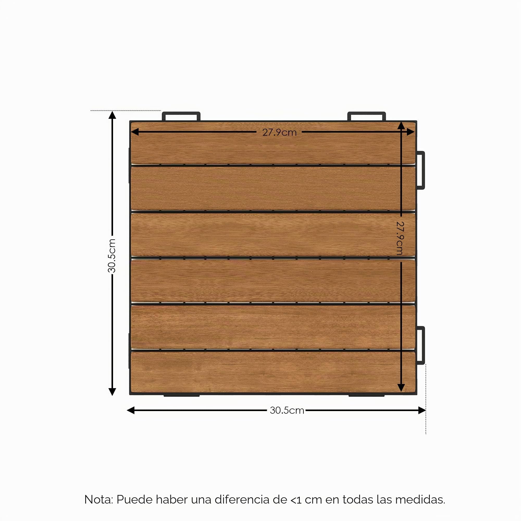 Furinno Tioman Piso Exterior Cubierta De Madera Azulejo Interlock 10Pc / CTN, Color Roble Miel