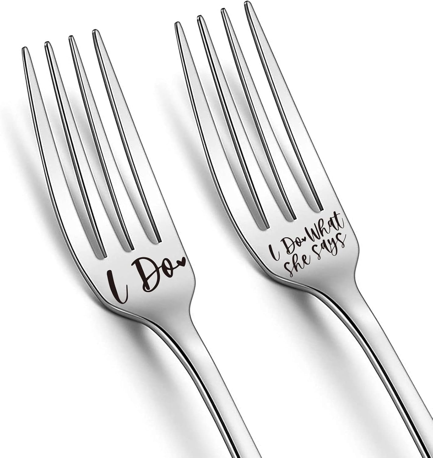 2 Pcs I Do What She Says Funny Engraved Fork, 8.26" Stainless Steel Dinner Dessert