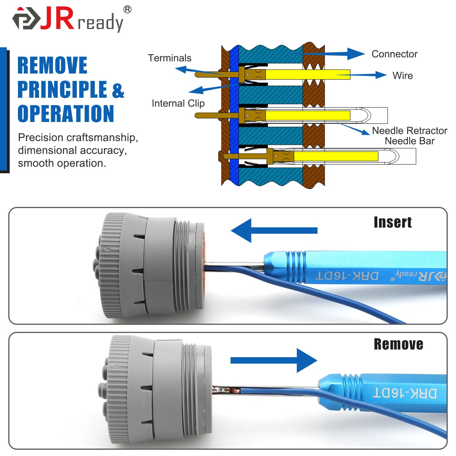 JRready ST5231-08 Juego de Herramientas para Deshilar Clavijas Deutsch Para 12# 16# 20# Contactos Sólidos y Estampados 10-22 AWG Herramienta de Desbloqueo Conector Automotriz Para Deutsch Series