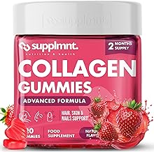 Marine Collagen Gummies, Hydrolysed Collagen Peptides w/Biotin, Hyaluronic Acid & Vitamin C, Collagen Supplements for Women & Men, Collagen for Skin, Hair & Nails (One Size, Strawberry)